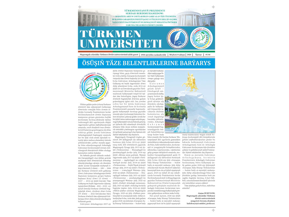 «Türkmen uniwersiteti» gazetiniň täze sany çykdy